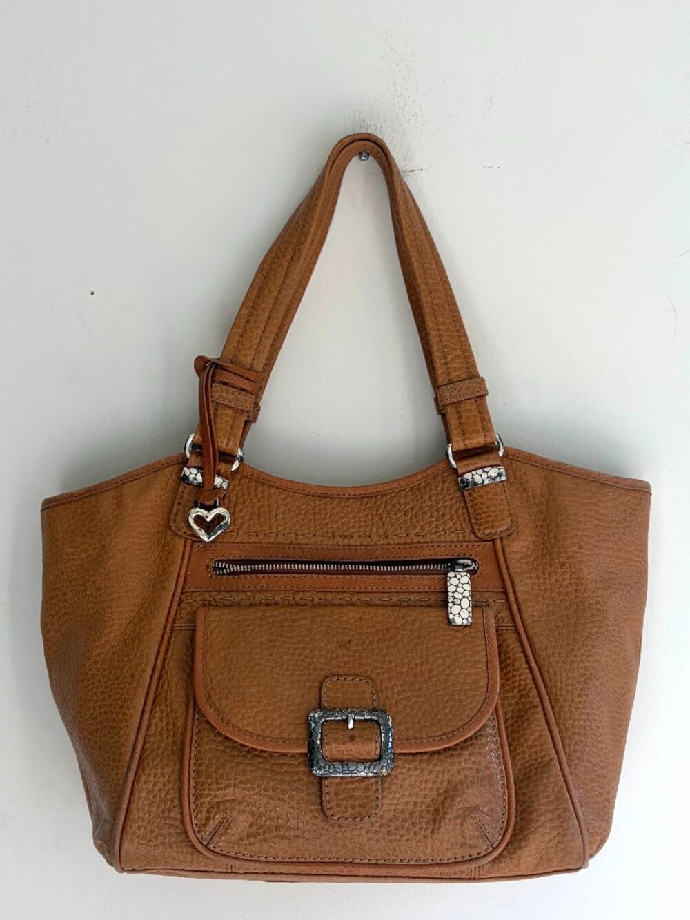 BRIGHTON Brown Pebble Leather Handbag Tote